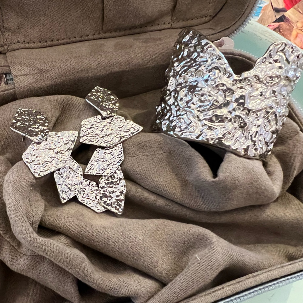 COPY - Silver cuff and matching earrings set New